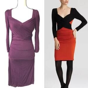 Plenty by Tracy Reese Criss Cross Ruched Dress in Port Size 4